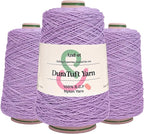 And-et DuraTuft Yarn 45 Vibrant Colors Tufting Nylon Yarn Pack - Ideal for Crochet, Craft Projects -100% B.C.F. - 3 Cones x 1.66lbs -180yards -Perfect for Rug Weaving and Knitting (25 Purple)