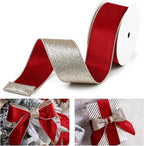 Red Velvet Wired Ribbon with Glitter Back 2.5 Inch Red and Gold Christmas Ribbon Wired Ribbon for Christmas Tree, Gift Wrapping, Mantel, Wreaths Supplies, Topper Bows (10 Yards)