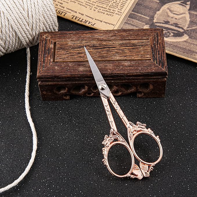 Rose Gold Crochet Scissors Kit with Cover - Comfortable Handles, Sharp Tips - Precision Scissors for Crafting, Sewing,embroidery