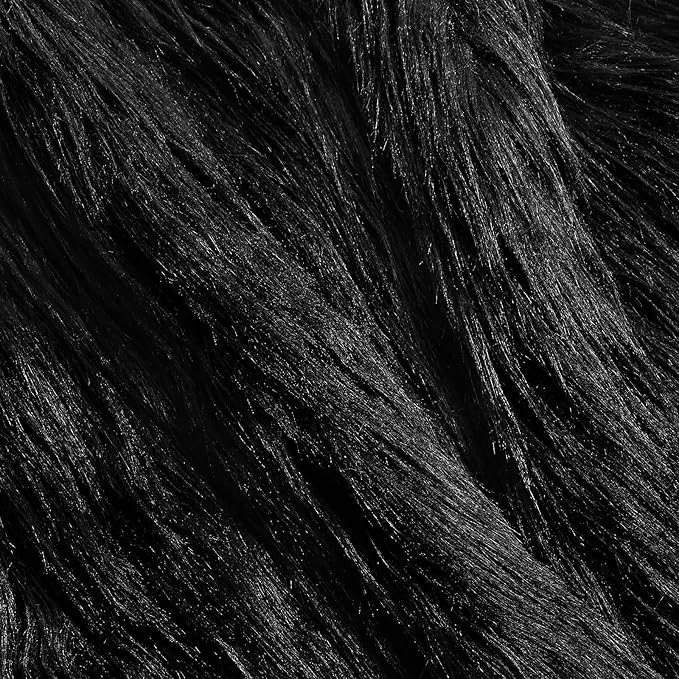Tatuo 60 x 18 Inch Black Faux Fur Fabric Halloween Fluffy Fuzzy Craft Fake Fur Cuts Shaggy Synthetic Plush Patch Sewing DIY Winter Christmas Costume Gnome Beard Miniature Dolls Rugs Mats Gift