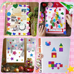 1000 Pcs Foam Stickers Glitter Shape Stickers Colorful Heart Stars Circle Sticker Self Adhesive Geometric Sticker for Kids Crafts Supplies Preschool DIY Art Project Scrapbooking Home Decor(Geometric)
