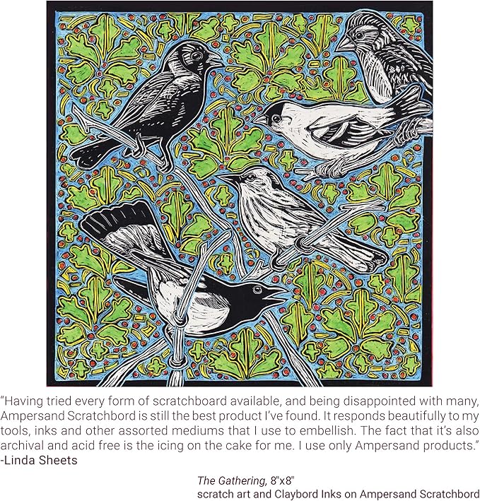 Ampersand Art Supply Scratch Art Panel: Museum Series Scratchbord, 1/8 Inch Flat Profile, 8" x 10" (Pack of 5)