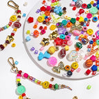 304PCS Beads Keychain Making Kit , Acrylic Colorful Letter Star Smile Bow Football Baseball DIY Supplies Crafts Key Chain Bag Charm Accessoriess Jewerly Making Kit for Girls Boys Kids Women