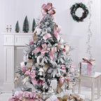 Pink Velvet Wired Ribbon with Glitter Back 2.5 Inch Pink and Gold Christmas Ribbon Wired Ribbon for Christmas Tree, Gift Wrapping, Mantel, Wreaths Supplies, Topper Bows (10 Yards)