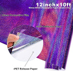 GIRAFVINYL Purple Holographic Vinyl - 12" x10ft Glitter Vinyl for DIY Halloween Signs, Home and Car Decorations