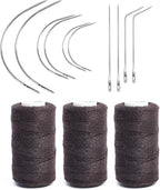 Ryalan Weaving Needle Combo: 10pcs Needle Set (C Shape, J I) & 3 Threads for Wig Sewing & Hair Weft Extension