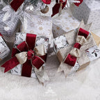 Burgundy Velvet Wired Ribbon with Glitter Back 2.5 Inch Burgundy and Gold Christmas Ribbon Wired Ribbon for Christmas Tree, Gift Wrapping, Mantel, Wreaths Supplies, Topper Bows (10 Yards)