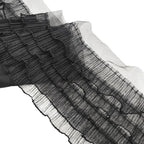 1 Yards Black Pleated Lace Chiffon Fabric Elastic Lace Trim for Wedding Bridal Dress Decoration DIY Sewing Clothing Decoration, 6 Inch