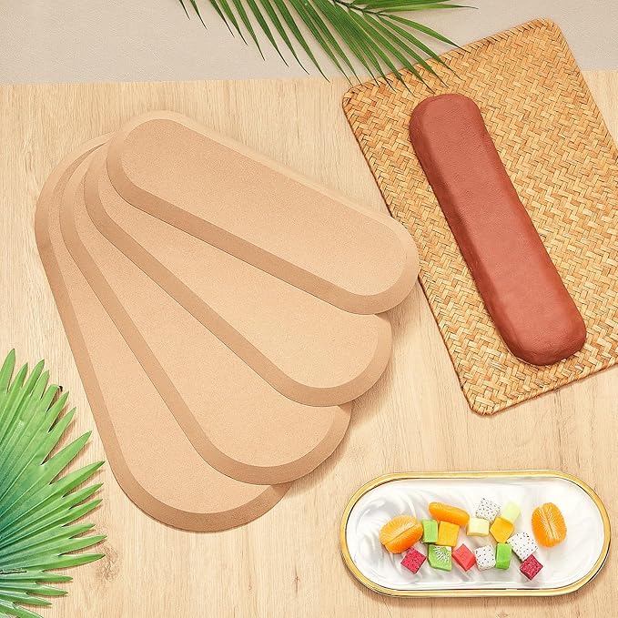 Sunnychicc 5 Pcs Ceramic Mold for Clay Wooden Pottery Clay Molds for Pottery Ceramic Plate for Slump Tools for Handbuilding Craft(Oval,11.61-16.34")