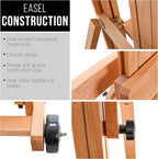U.S. Art Supply Master Multi-Function Studio Artist Wooden Floor Easel - Large Heavy Duty Adjustable H-Frame, Tilts Flat, Mast Adjusts to 97" High - Beechwood Painting Canvas Holder Stand with Wheels
