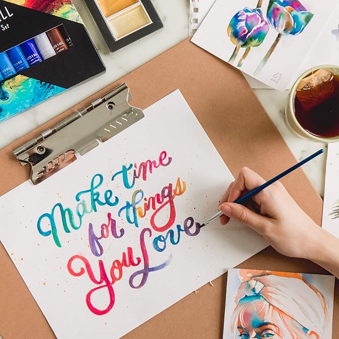 Crafts 4 All Acrylic Paint Brushes - Pack of 12 Professional, Wide and Fine Tip, Nylon Hair Artist Paintbrushes - Paintbrush Bulk Set for Watercolor, Canvas, Craft, Detail & Oil Painting