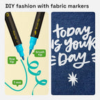 ARTISTRO 12 Dual-Tip Fabric Markers - Fabric Decorating Kit - Permanent for Clothes - No Bleed Pens for T-Shirts, Bags, Textile, Canvas, and More (Brush Tip and Fine Tip)