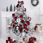 Burgundy Velvet Wired Ribbon with Glitter Back 4 Inch Burgundy and Gold Christmas Ribbon Wired Ribbon for Christmas Tree, Gift Wrapping, Mantel, Wreaths Supplies, Topper Bows (10 Yards)