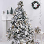 Sage Green Velvet Wired Ribbon with Glitter Back 2.5 Inch Green and Gold Christmas Ribbon Wired Ribbon for Christmas Tree, Gift Wrapping, Crafts, Wreaths Supplies, Topper Bows (10 Yards)