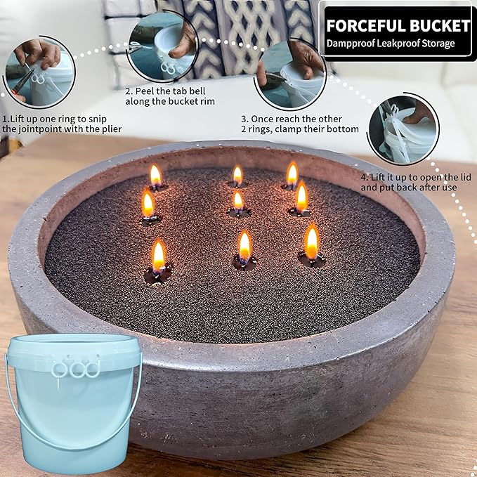 NICEME Black Customized Powder Candle Making Kit, 26Oz Refillable Beaded Wax Sand DIY Pearled Candle All Natural Reusable Candle Making Self Extinguish with 30PCS Wicks 2PCS Centering Devices