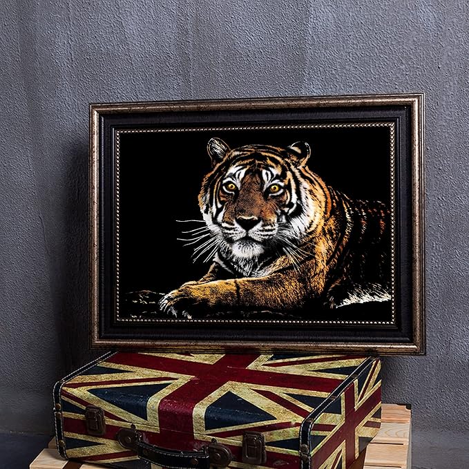 DESINIK Scratch Painting Art for Adults & Teens - 2 Sheets Rainbow Scratch Painting Kit, Scratch Painting Foil Art for Adults, Stress Relief Adult Craft Kits A3(Tiger & Lion)