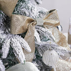 Sage Green Velvet Wired Ribbon with Glitter Back 2.5 Inch Green and Gold Christmas Ribbon Wired Ribbon for Christmas Tree, Gift Wrapping, Crafts, Wreaths Supplies, Topper Bows (10 Yards)