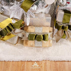 Moss Velvet Wired Ribbon with Glitter Back 2.5 Inch Green and Gold Christmas Ribbon Wired Olive Ribbon for Christmas Tree, Gift Wrapping, Crafts, Wreaths Supplies, Topper Bows (10 Yards)