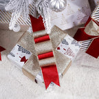 Red Velvet Wired Ribbon with Glitter Back 2.5 Inch Red and Gold Christmas Ribbon Wired Ribbon for Christmas Tree, Gift Wrapping, Mantel, Wreaths Supplies, Topper Bows (10 Yards)