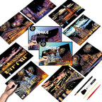 Scratch Art Painting Kit for Adults-8 Sheets A4 Rainbow Scratch Painting Paper Craft Set with City Landmarks|Stress Relief Gift for Travel&Craft Lovers|Scratch Art Home Decor(Europe Series 1)