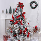 Red Velvet Wired Ribbon with Glitter Back 2.5 Inch Red and Gold Christmas Ribbon Wired Ribbon for Christmas Tree, Gift Wrapping, Mantel, Wreaths Supplies, Topper Bows (10 Yards)