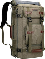 WITZMAN Canvas Backpack Vintage Travel Backpack Large Laptop Bags Convertible Shoulder Rucksack(A519-1 Classic Light Green)