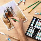 Norberg & Linden Acrylic Paint Set - Canvas and Acrylic Paint Sets for Adults, Teens, Kids - Includes 24 Vivid Colors, 3 Painting Canvas Panels, 6 Assorted Brushes & 1 Paint Knife