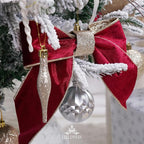 Burgundy Velvet Wired Ribbon with Glitter Back 2.5 Inch Burgundy and Gold Christmas Ribbon Wired Ribbon for Christmas Tree, Gift Wrapping, Mantel, Wreaths Supplies, Topper Bows (10 Yards)