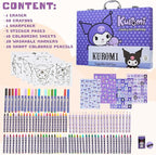 Hello Kitty Sanrio Kuromi Art Supplies for Kids, Colored Pencils, Markers, Crayons, Kawaii Drawing Kit, Stationary, Art Kit, Gifts for Girls (Purple Kuromi)