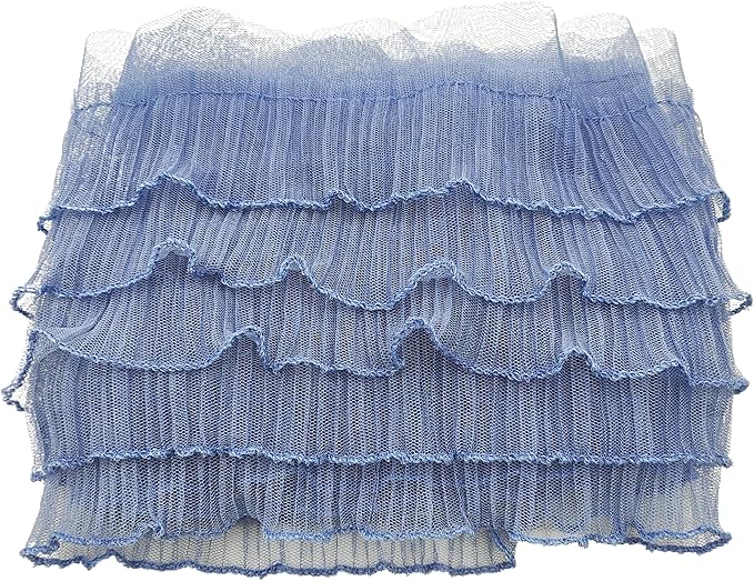 1 Yards Blue Pleated Lace Chiffon Fabric Elastic Lace Trim for Wedding Bridal Dress Decoration DIY Sewing Clothing Decoration, 6 Inch