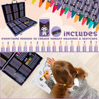 Hello Kitty Sanrio Kuromi Art Supplies for Kids, Colored Pencils, Markers, Crayons, Kawaii Drawing Kit, Stationary, Art Kit, Gifts for Girls (Purple Kuromi)