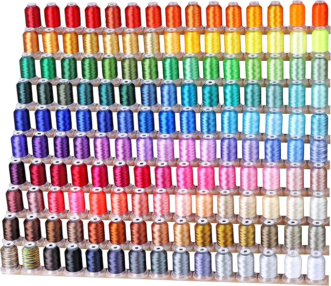 New brothread Mega Kit 150 Colors Compatible with Brother & Janome Polyester Embroidery Machine Thread 40WT 500M/550YD Compatible with Brother Babylock Janome Singer Pfaff Husqvarna Bernina Machines
