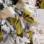 Moss Velvet Wired Ribbon with Glitter Back 2.5 Inch Green and Gold Christmas Ribbon Wired Olive Ribbon for Christmas Tree, Gift Wrapping, Crafts, Wreaths Supplies, Topper Bows (10 Yards)