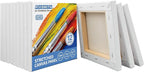 FIXSMITH Stretched White Blank Canvas- 6 x 6 Inch,Bulk Pack of 12,Primed,100% Cotton,5/8 Inch Profile of Super Value Pack for Acrylics,Oils & Other Painting Media.
