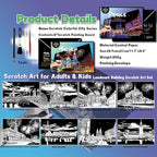 Scratch Art Painting Kit for Adults-8 Sheets A4 Rainbow Scratch Painting Paper Craft Set with City Landmarks|Stress Relief Gift for Travel&Craft Lovers|Scratch Art Home Decor(Europe Series 1)