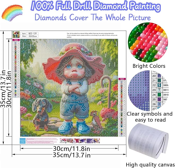 GUMITOON Rainy Day Diamond Painting Kits for Adults, 5D Diamond Art Painting by Numbers Kits, DIY Diamond Dots Art Kits, Full Round Drill Diamond Art Kits for Adults for Home Wall Decor, 13.8x13.8 in