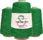 And-et DuraTuft Yarn 45 Vibrant Colors Tufting Nylon Yarn Pack - Ideal for Crochet, Craft Projects -100% B.C.F. - 3 Cones x 1.66lbs -180yards -Perfect for Rug Weaving and Knitting (37 Green)