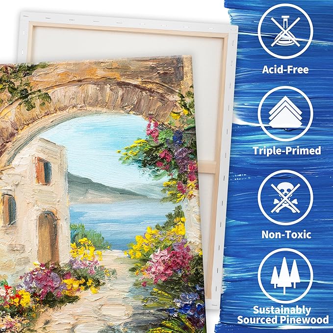 FIXSMITH Stretched White Blank Canvas - 18x24 Inch, 4 Pack,Primed Large Canvas,100% Cotton,5/8 Inch Profile of Super Value Pack for Acrylics,Oils & Other Painting Media