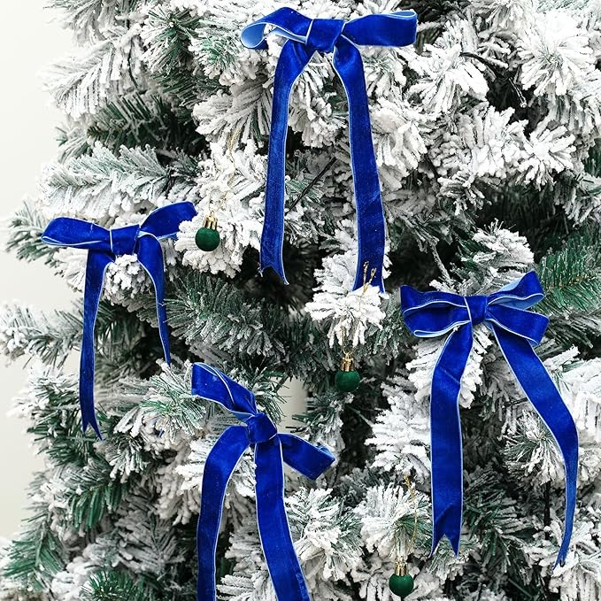 Chuangdi 1 Inch, 30 Yard Christmas Royal Blue Velvet Ribbon Vintage Wide Velvet Ribbons for Christmas Tree Ornaments Flower Bouquets Wedding Wreath Bow Making DIY Craft Choker