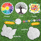 Weilim Paint Your Own Stepping Stones 5-Pack for Kids, Boys & Girls Ages 3-12, Butterfly, Turtle, Flower, Tree & Ladybug DIY Outdoor Garden Art & Craft Ceramic Painting Set