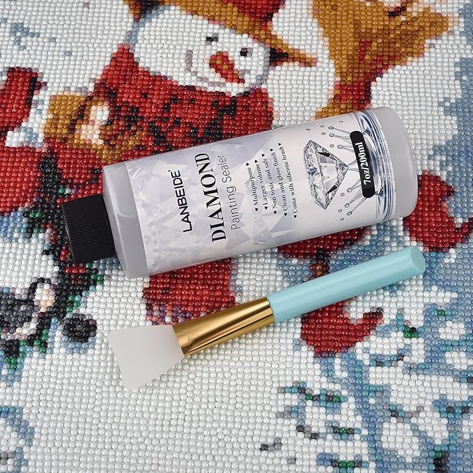 LANBEIDE Updated Diamond Painting Sealer 200ML with Silicone Brush 3 Packs, 5D Diamond Painting Glue Sealer for Dimaond Painting Coasters Permanent Hold & Shine Effect for Jigsaw Puzzles (21 OZ)