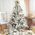 Khaki Velvet Wired Ribbon with Glitter Back 2.5 Inch Gold Christmas Ribbon Wired Reversible Ribbon for Christmas Tree Decorations, Gift Wrapping, Crafts, Wreaths Supplies, Bows (10 Yards)