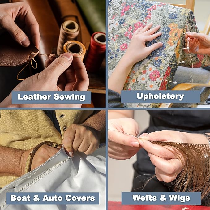 Mandala Crafts Size 46 210D T45 Bonded Nylon Thread Ivory Heavy Duty Sewing Threads - 2843 YDs Tex 45 Thread for Leather, Jeans, Weaving, Outdoor Marine Upholstery Threads