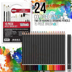 U.S. Art Supply 162-Piece Mega Wood Box Artist Kit with Painting, Drawing & Art Supplies for Adults - 24 Each (Watercolors, Oil Pastels, Pencils), 60 Crayons & 2 Brushes - Art Kit for Adults, Gift Set