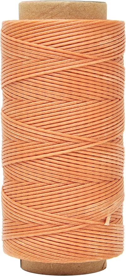 Mandala Crafts Blush Flat Waxed Thread for Leather Sewing - 197 Yds 210D 1mm Polyester Leather Thread String Waxed Cord for Leatherwork, Beading, Bookbinding, Hand Stitching