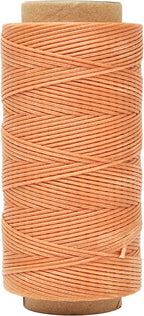 Mandala Crafts Blush Flat Waxed Thread for Leather Sewing - 197 Yds 210D 1mm Polyester Leather Thread String Waxed Cord for Leatherwork, Beading, Bookbinding, Hand Stitching