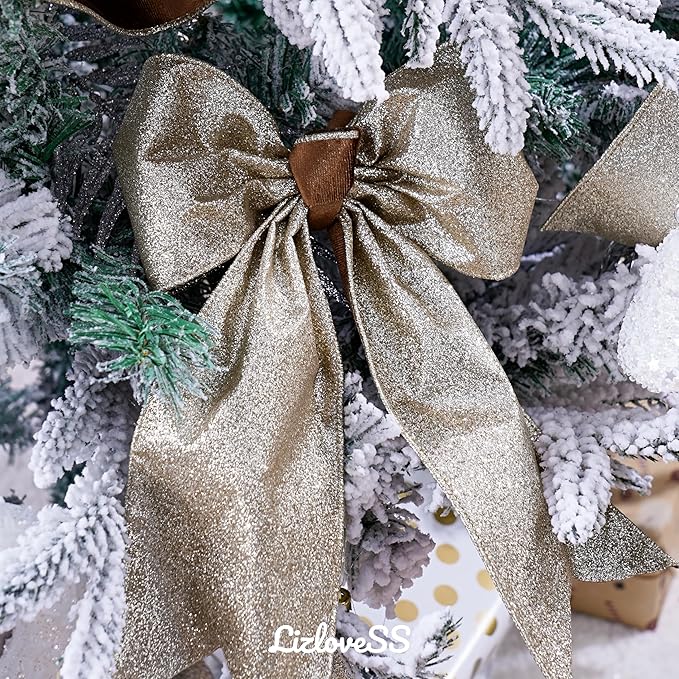 Brown Velvet Wired Ribbon with Glitter Back 4 Inch Camel Christmas Ribbon Wired Reversible Ribbon for Christmas Tree, Gift Wrapping, Crafts, Wreaths Supplies, Topper Bows (10 Yards)